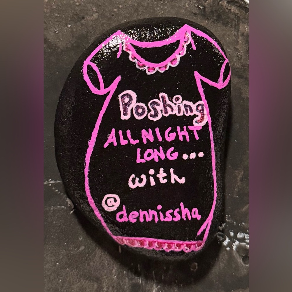 Hand-Painted Black and Pink Poshmark Themed Rock